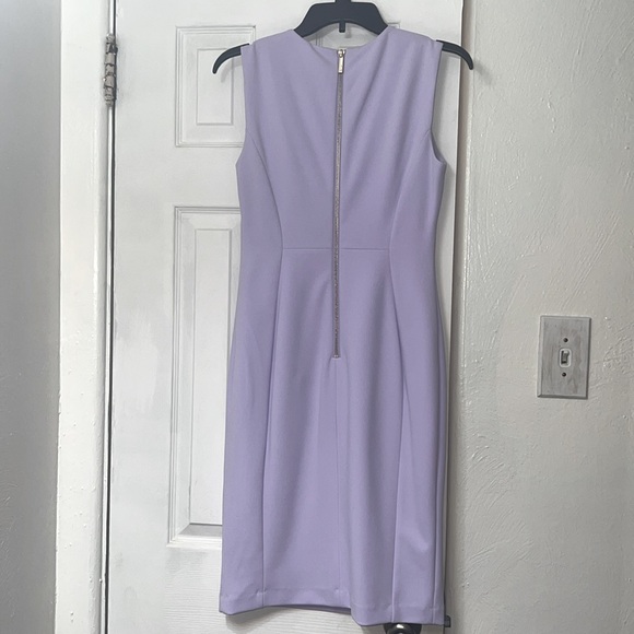 Calvin Klein Opal Lilac Crepe Sheath Lined Sleeveless Dress - Picture 8 of 11